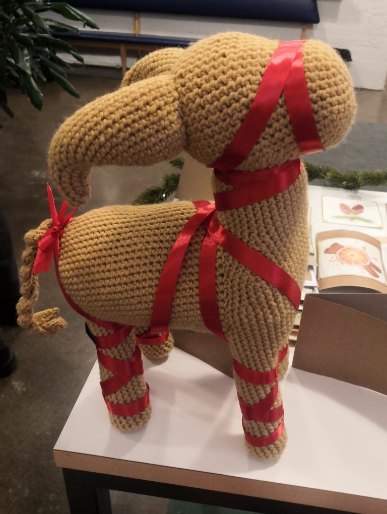 Straw goat plushie